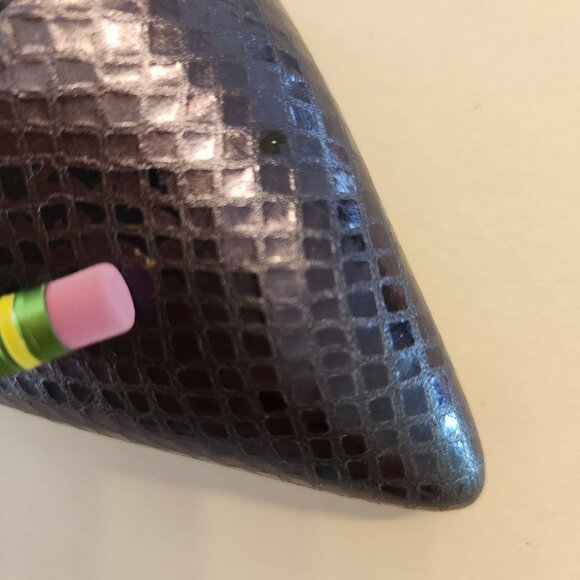 J Crew Collection Pointed-Toe Kitten Heels Metallic Navy Snake Ankle Strap 8.5 - Picture 11 of 11